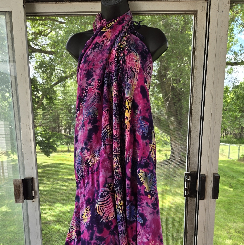 Batik Sarong Pareo Beach Cover up Wrap fish pring